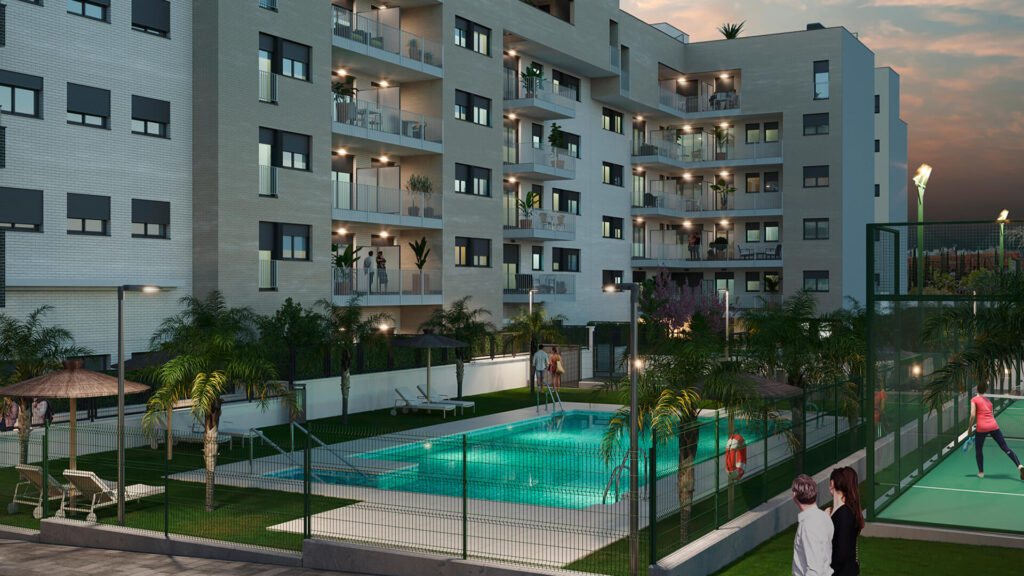 04_vista_nocturna_piscina_fachada_alma_de_bormujos_level