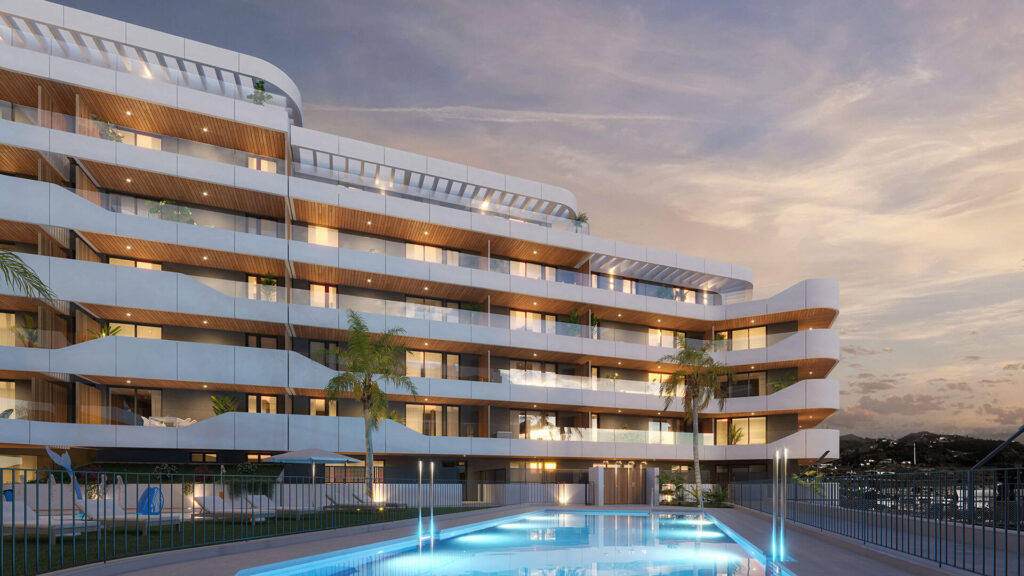 vista-nocturna-piscina-alma-estepona-3-level